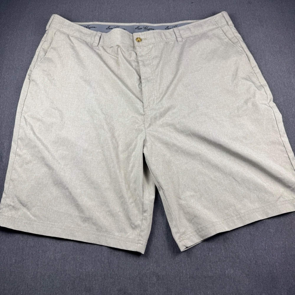 Ben Hogan Mens Performance Golf Shorts Beige Heathered Size 46 Flat Front Active
